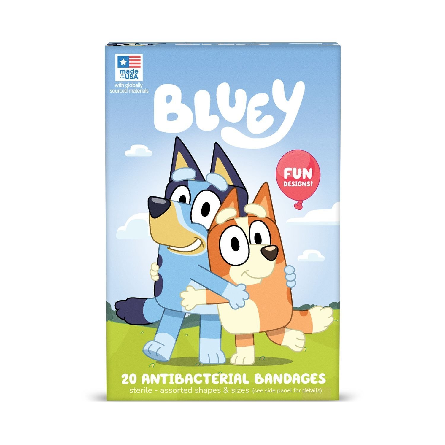 Bluey Antibacterial Bandages (20 Sterile Assorted Shapes & Sizes)