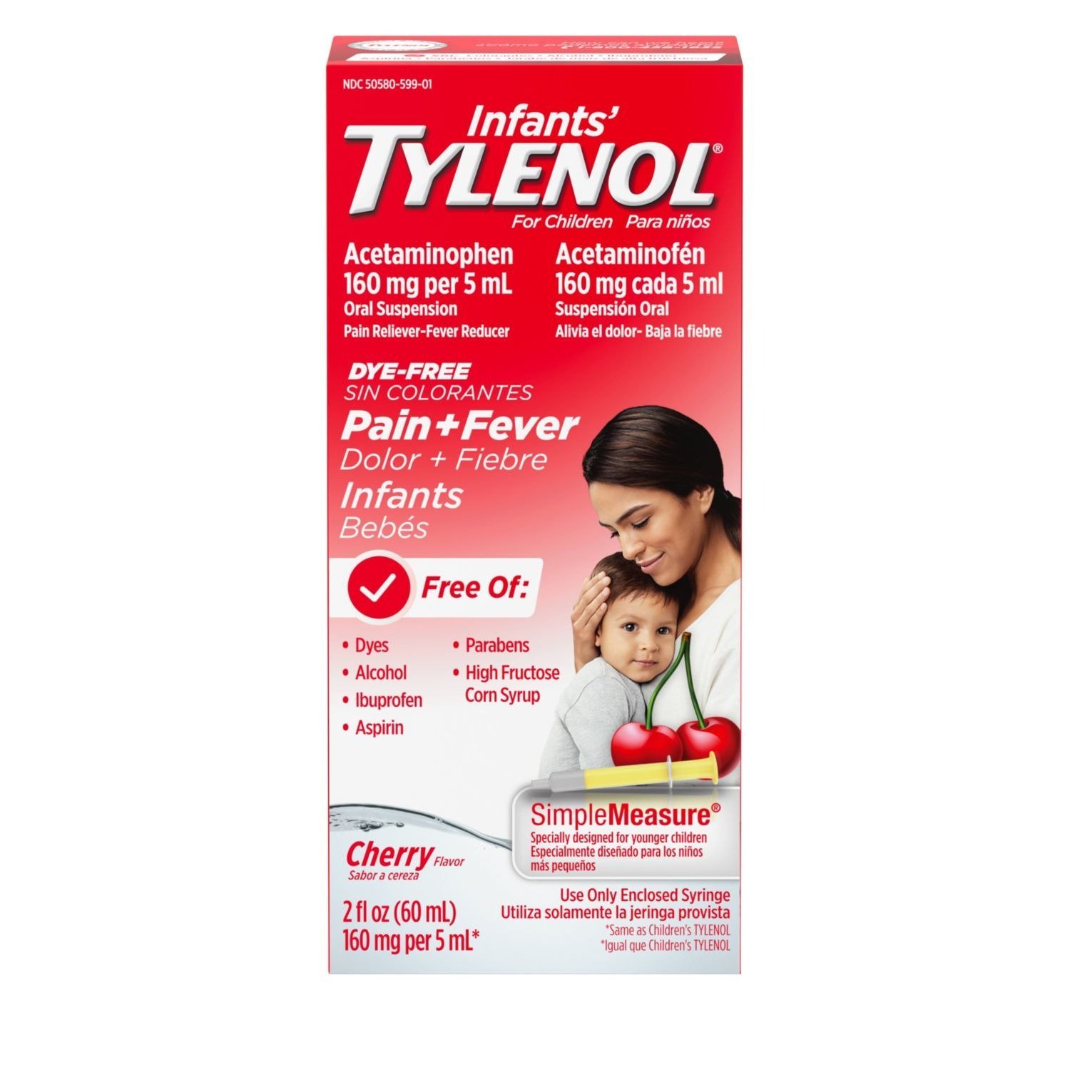Tylenol Infants' Dye-Free Cherry Pain & Fever Oral Suspension (2 oz)