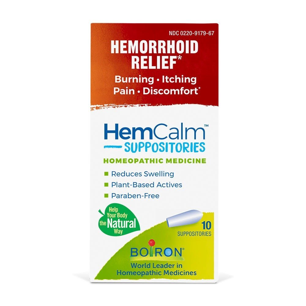 Boiron HemCalm Suppositories  Homeopathic Medicine for Hemorrhoid Relief  Burning  Itching  Pain  Discomfort  10 Count