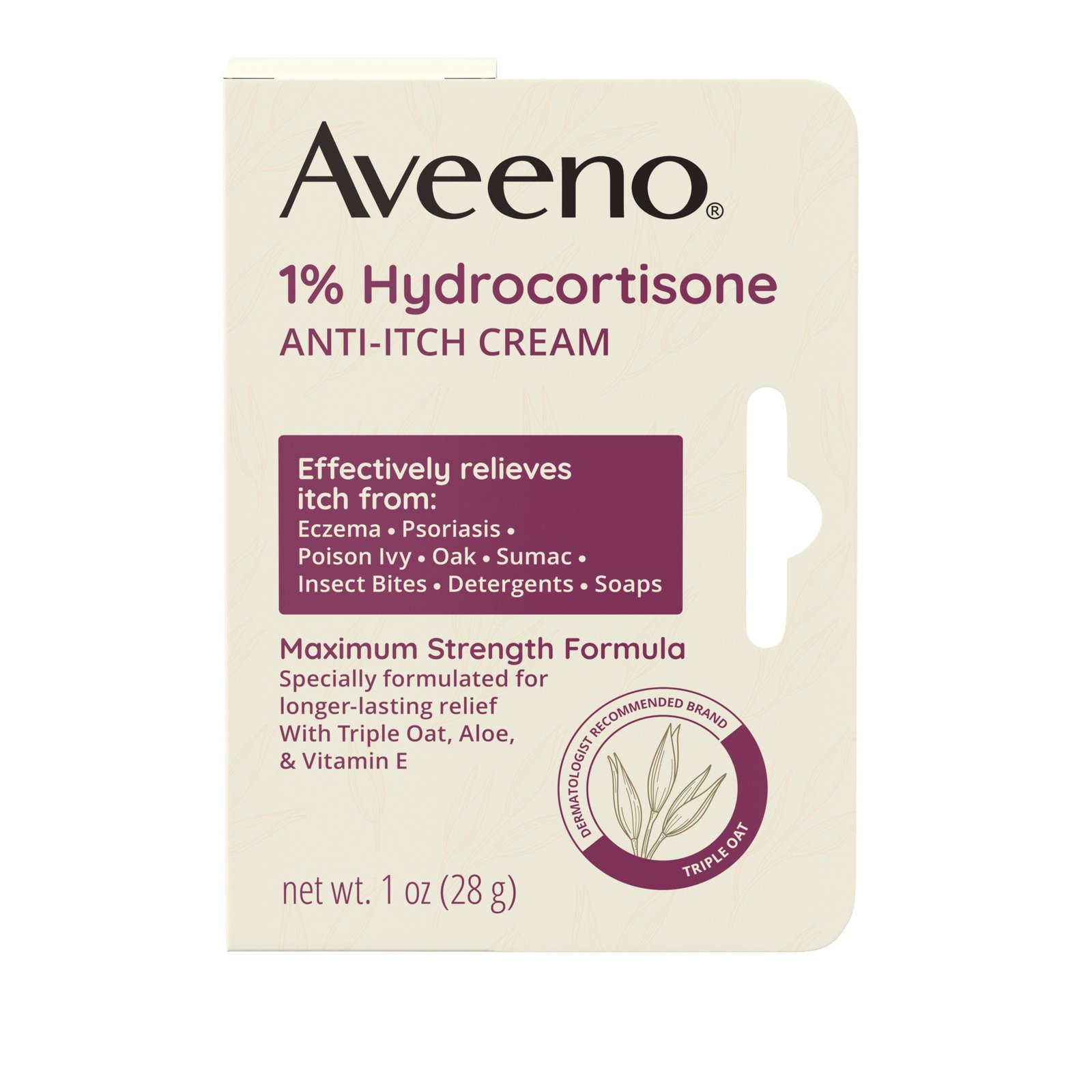 Aveeno Maximum Strength 1% Hydrocortisone Anti-Itch Cream (1 oz)