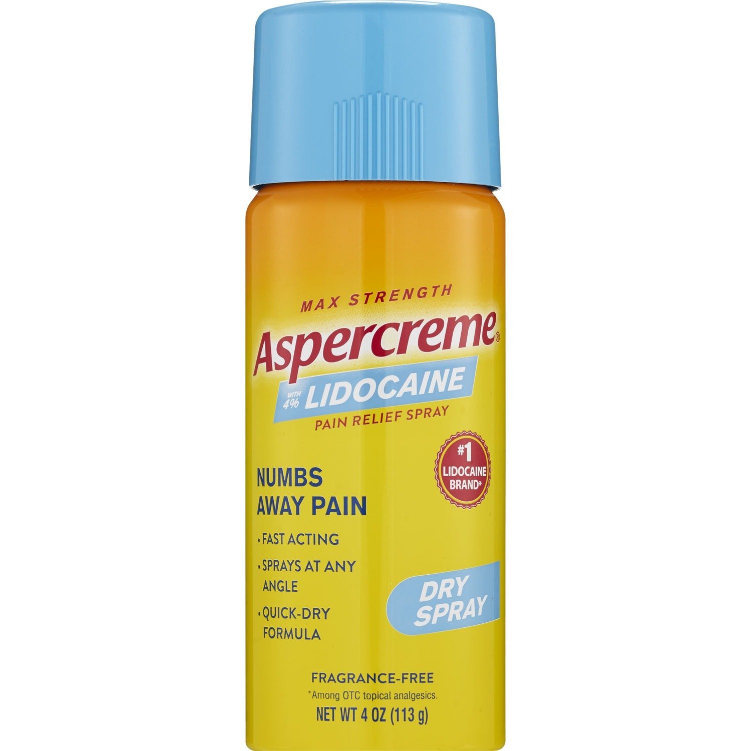 Aspercreme Max Strength with Lidocaine 4% Pain Relief Spray (4 oz)