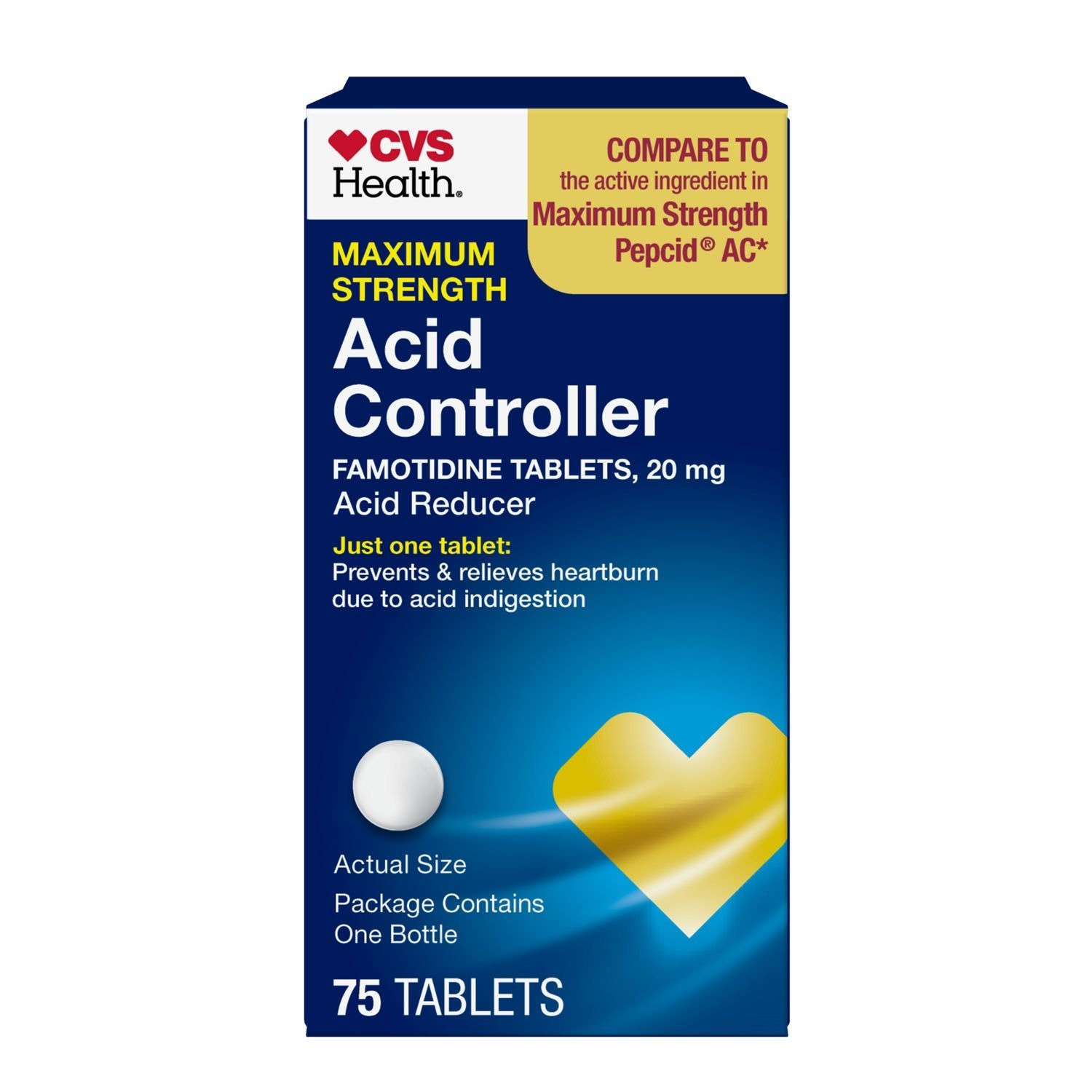 CVS Health Maximum Strength Acid Controller (Famotidine Tablets, 20 mg, 75 Tablets)
