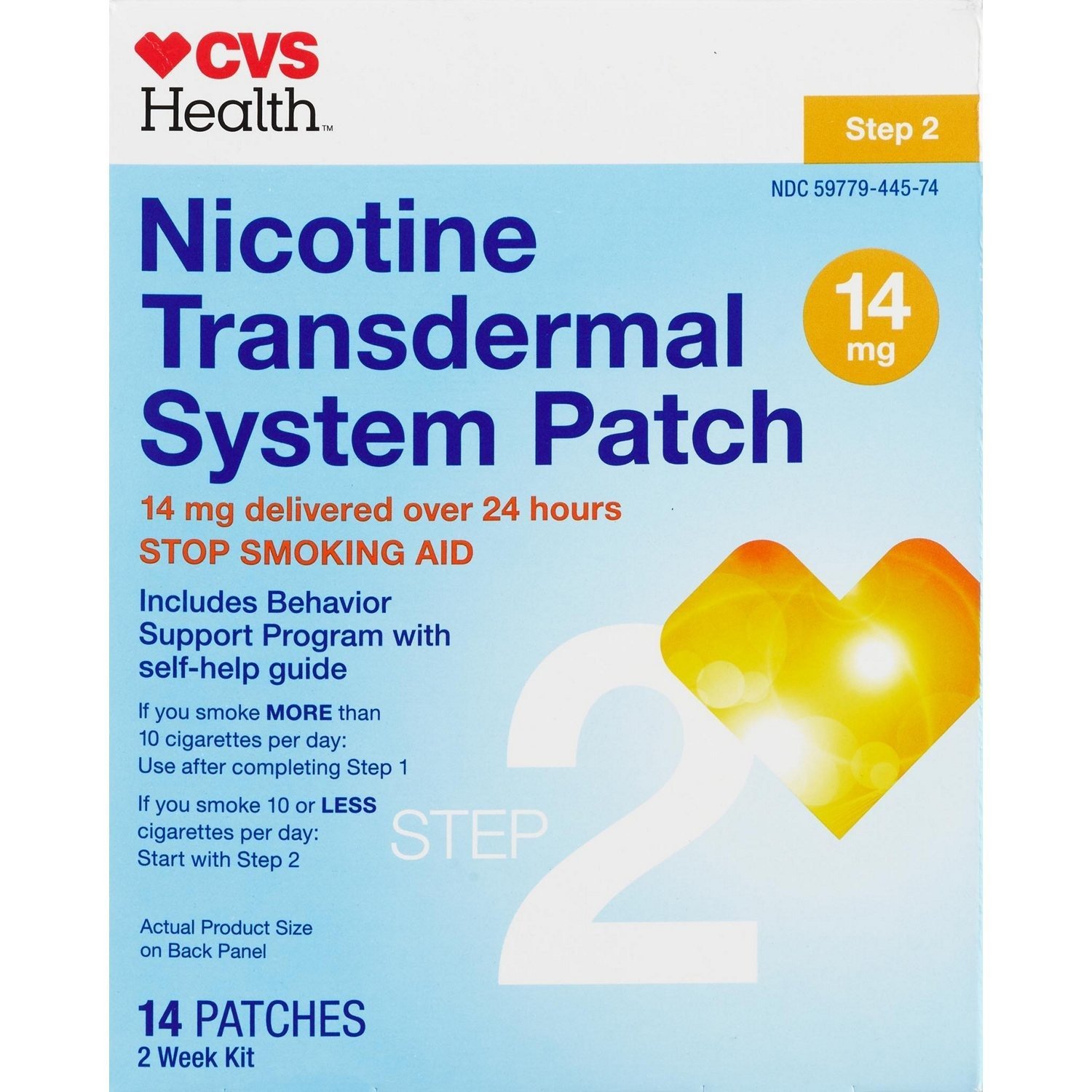 CVS Health Nicotine Transdermal System 14mg Patch, Step 2, 14 ct