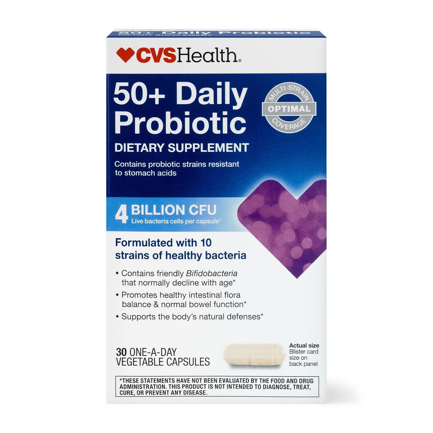 CVS Health Adult 50+ Probiotic Capsules, 30 ct