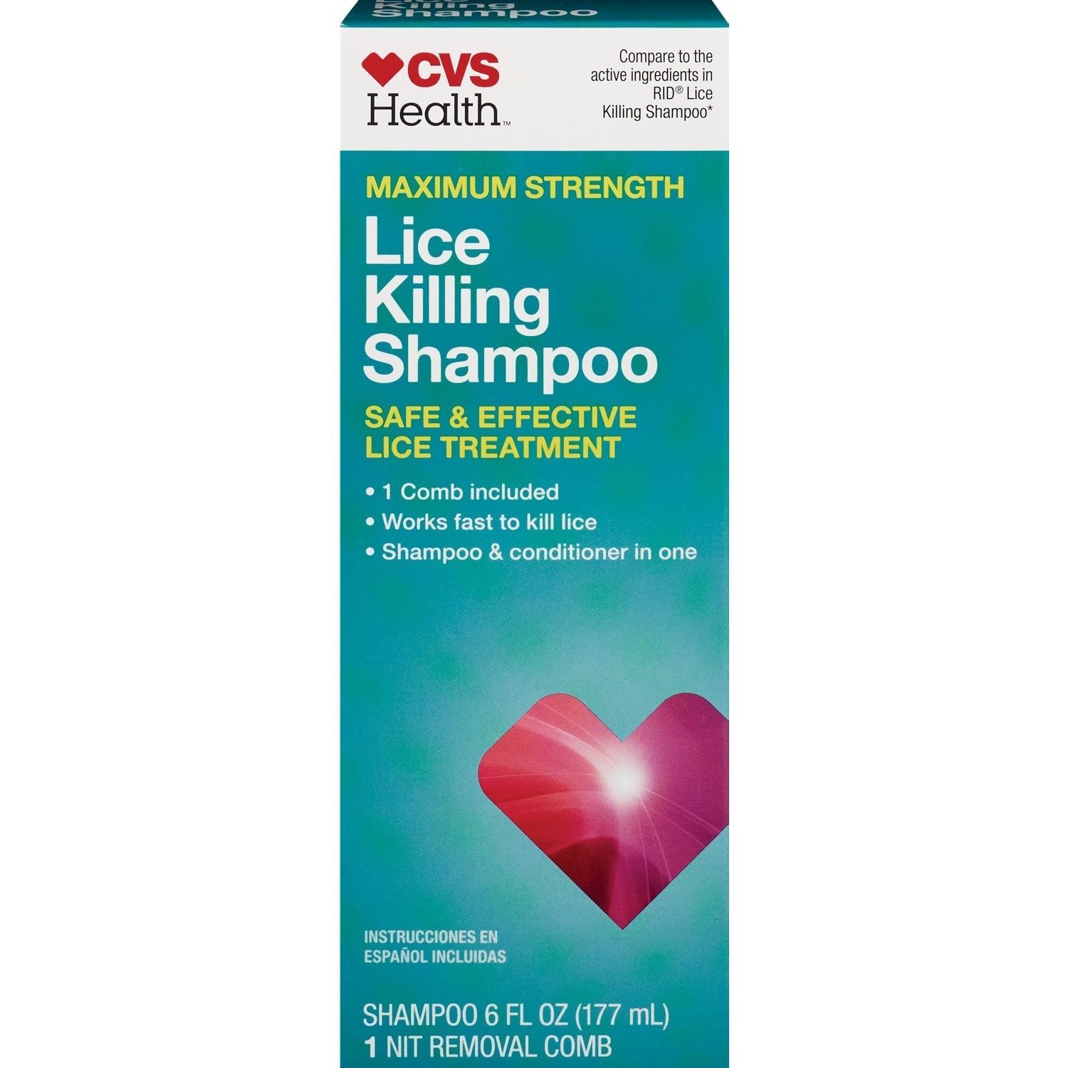 Cvs Health Lice Killing Shampoo 6 Oz Include 1 Nit Removal Comb Exp 06/2022
