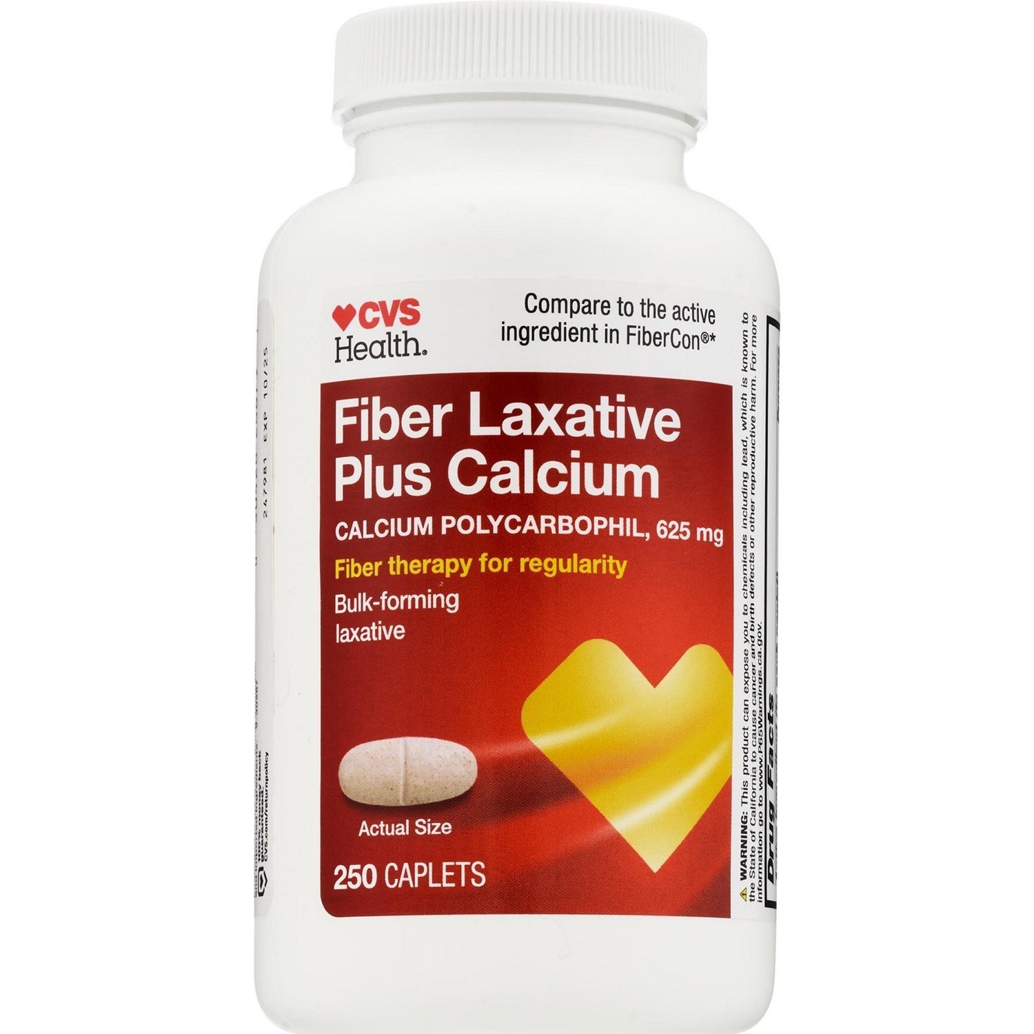 Gr3 Cvs Health Fiber Laxative Plus Calcium 250 Caplets Exp. 10/2018