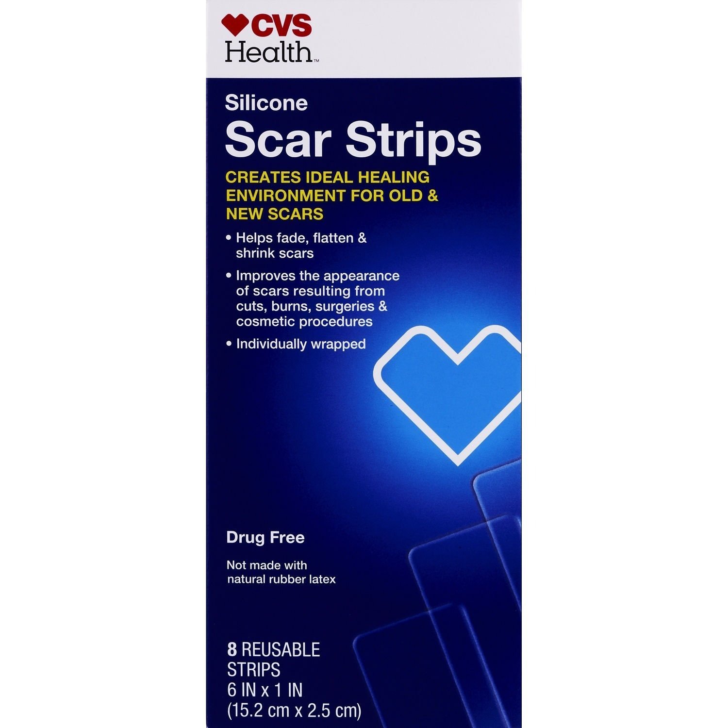 Cvs C-section Scar Strips 8 Reusable Strips (6" X 1") Brand In Box