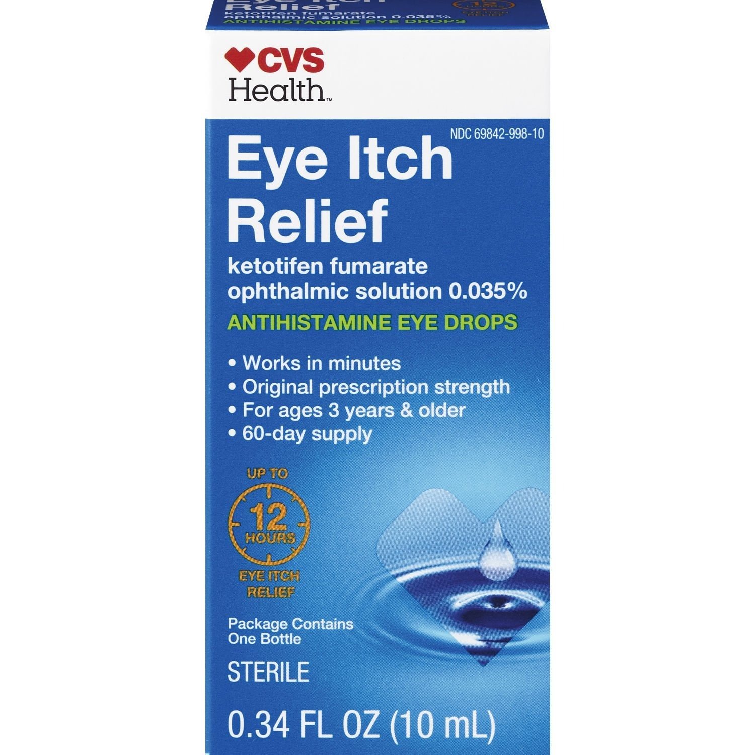 CVS Health Eye Itch Relief Antihistamine Eye Drops, 0.34 oz