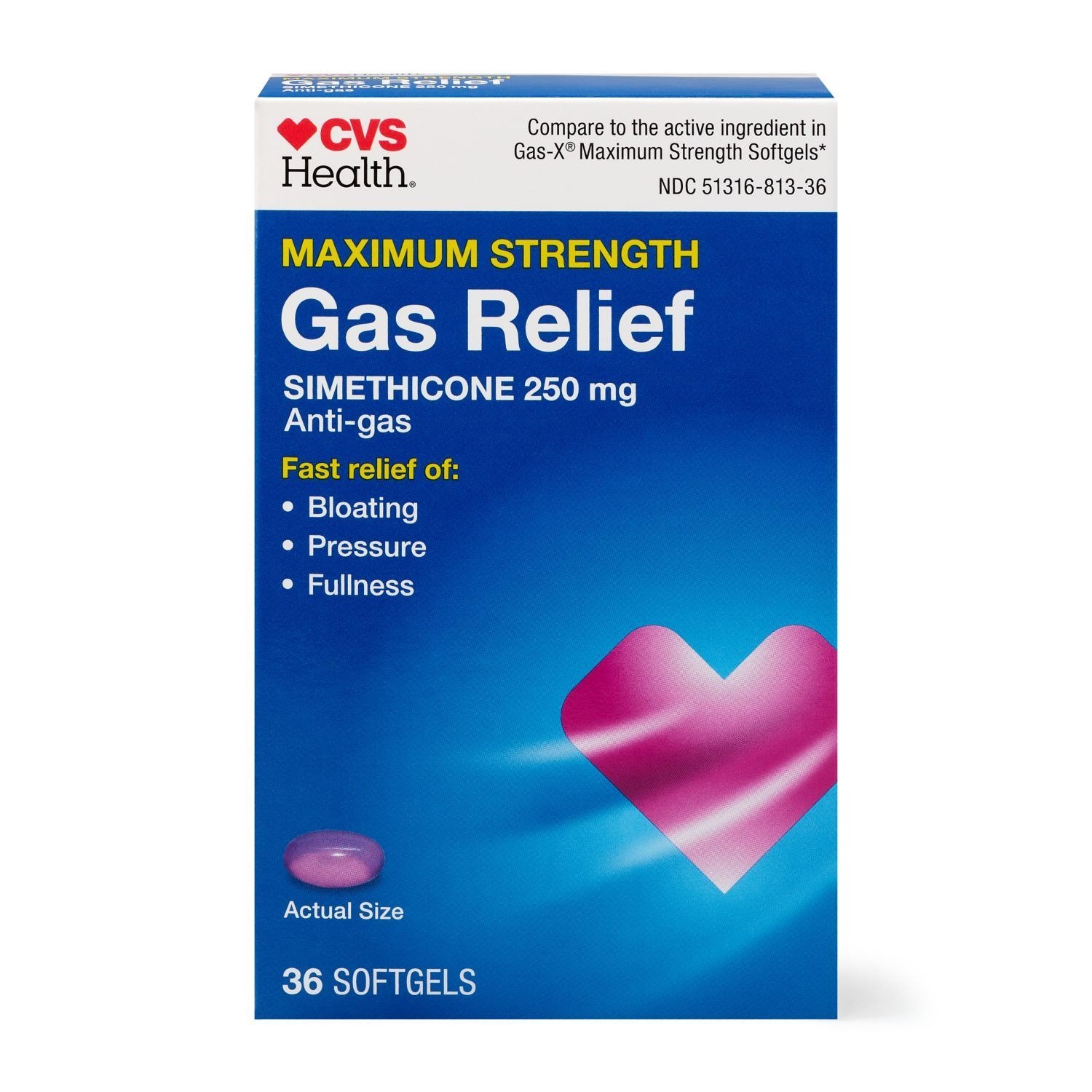 CVS Health Maximum Strength Gas Relief (Simethicone 250 mg Anti-gas, 36 Softgels)