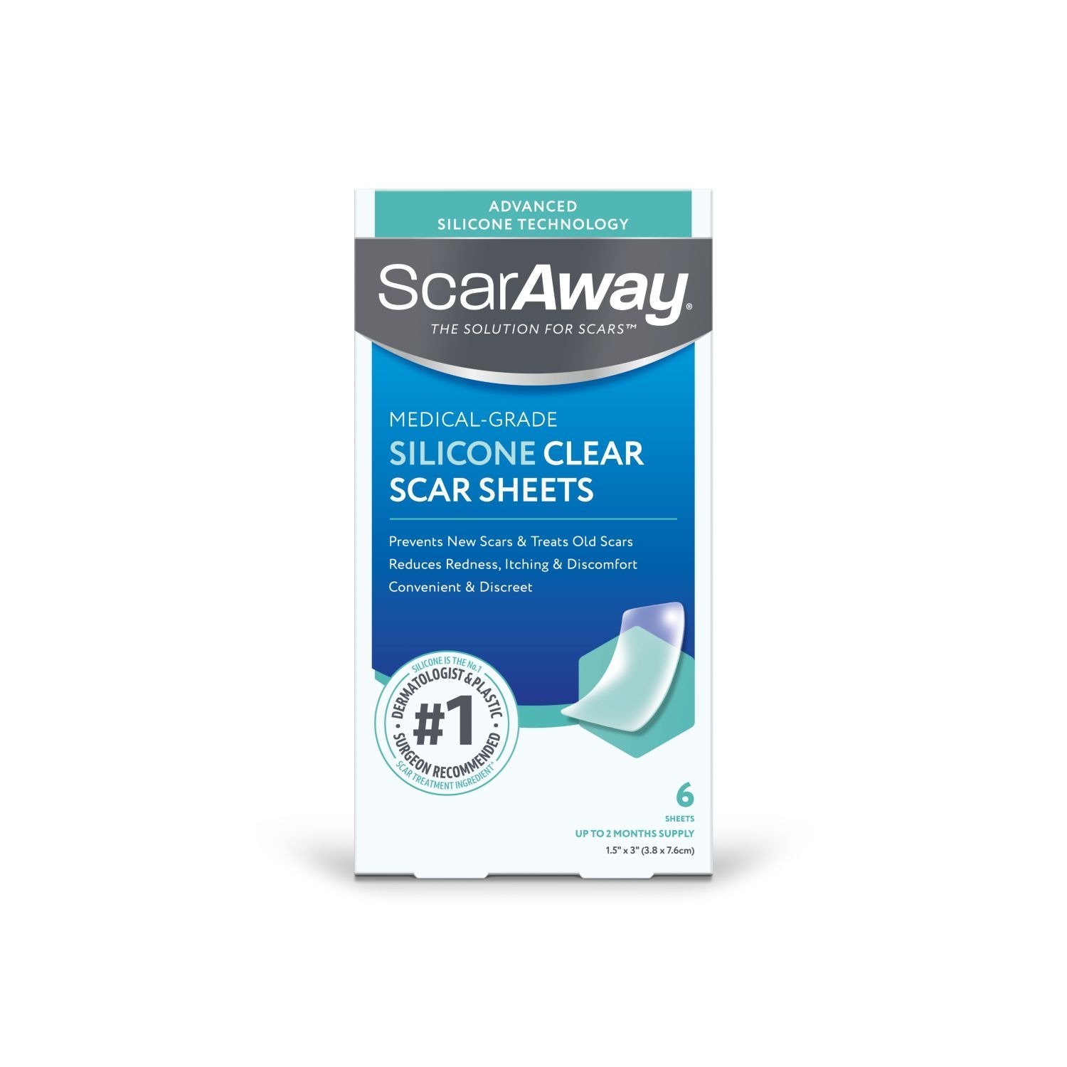 ScarAway Medical-Grade Silicone Clear Scar Sheets (6 Sheets)